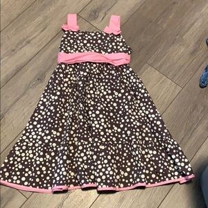 Jona Michelle brown and pink polka dot dress.